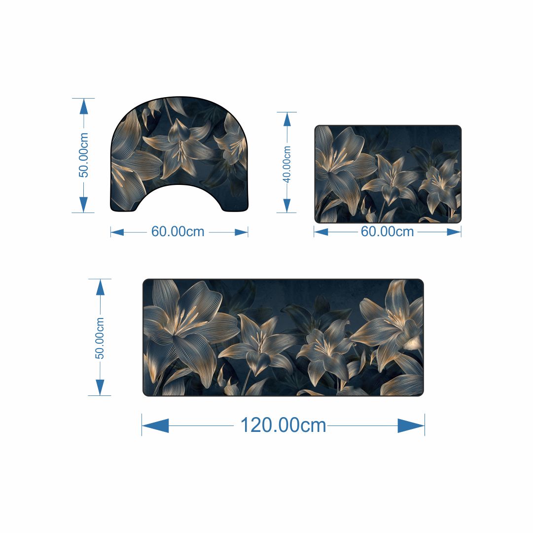 Midnight Flower 3-Piece Bathroom Mat Set