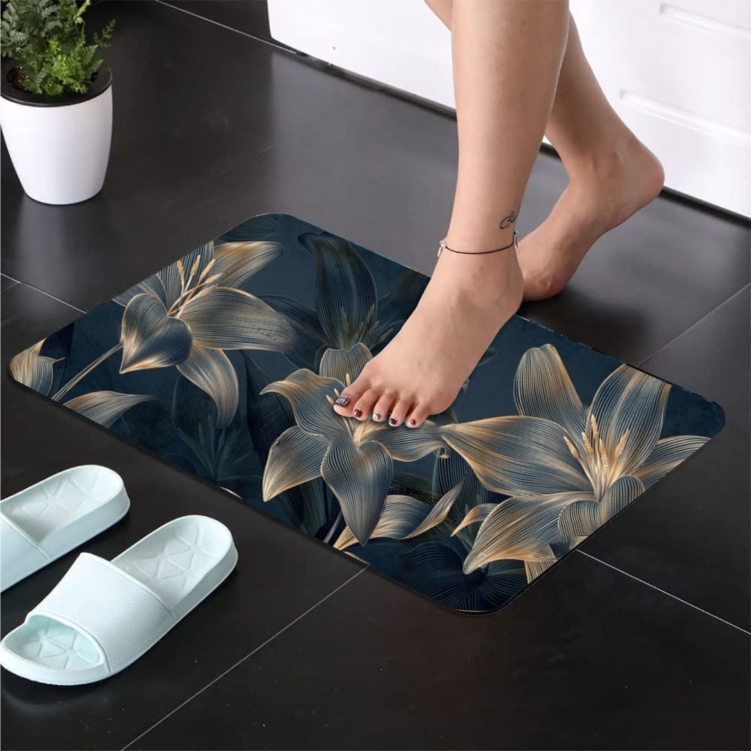 Midnight Flower 3-Piece Bathroom Mat Set