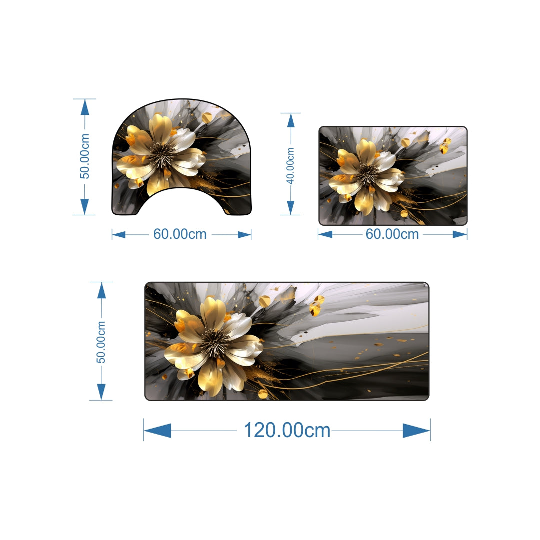 Midnight Bloom 3-Piece Bathroom Mat Set