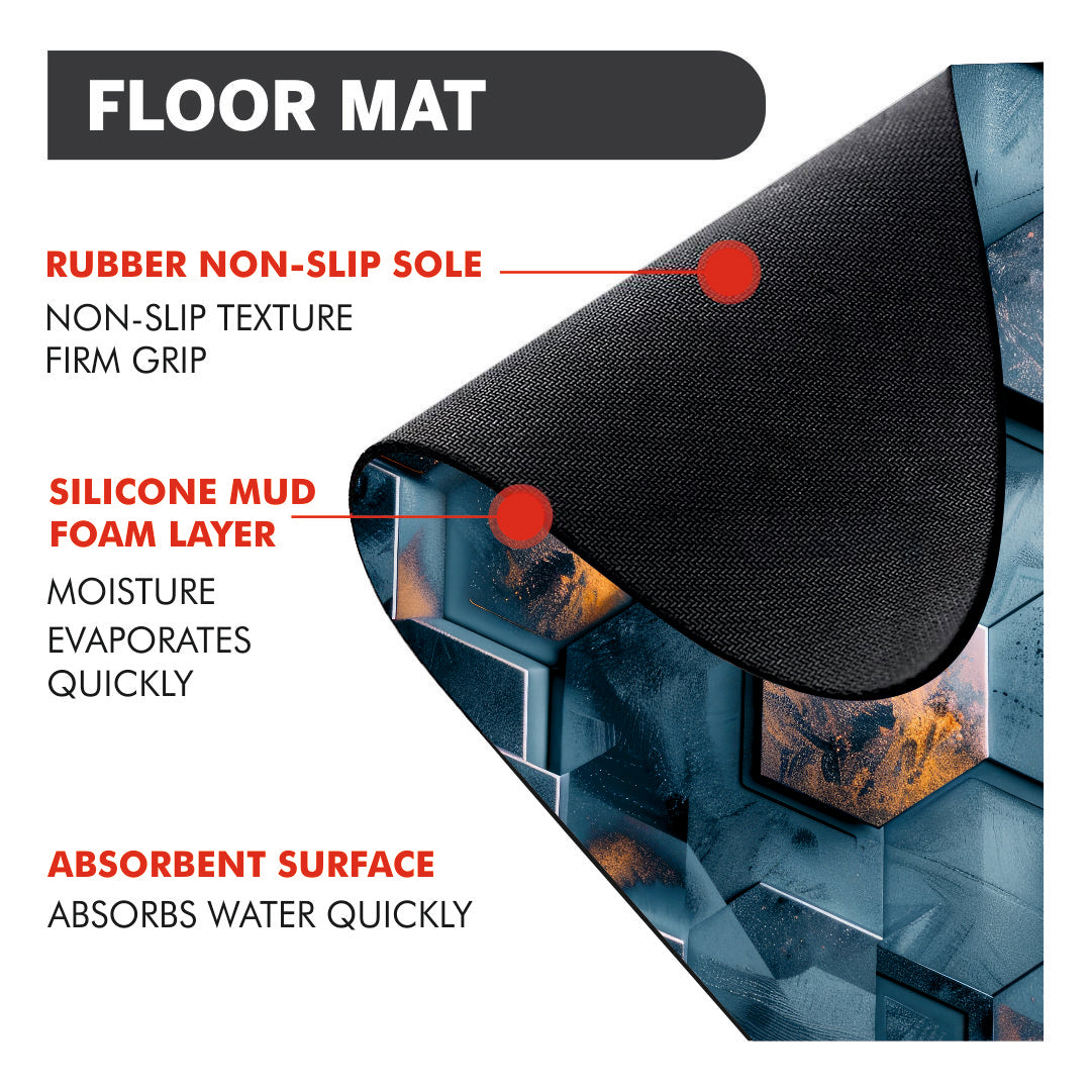 Hexa Glow 3-Piece Bathroom Mat Set