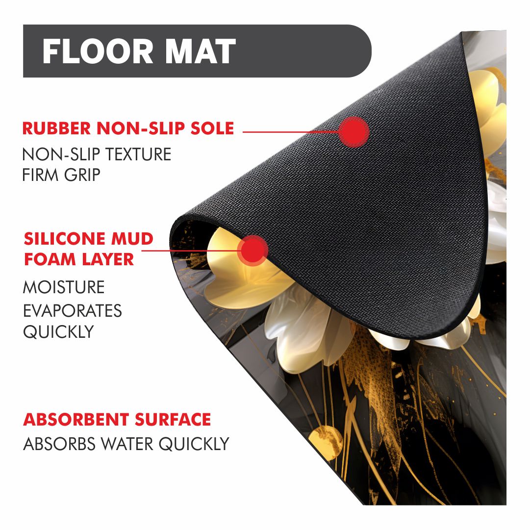 Midnight Bloom 3-Piece Bathroom Mat Set