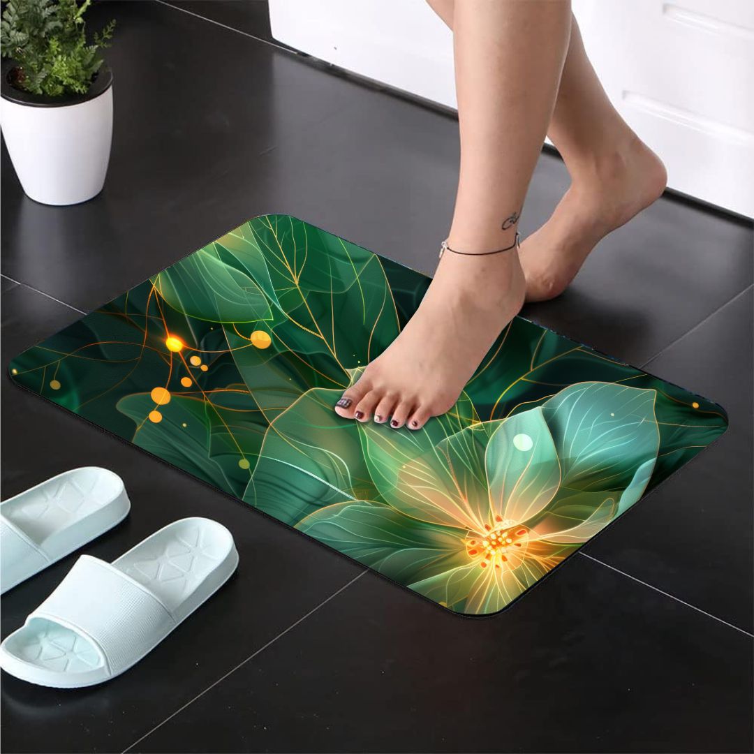 Lush Green 3-Piece Bathroom Mat Set