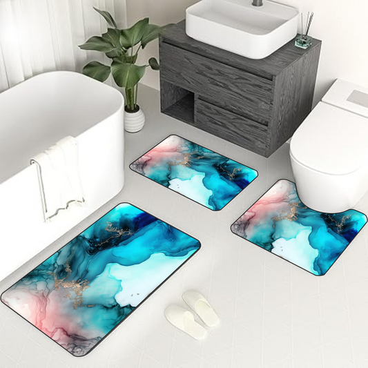 Aqua Aurora 3-Piece Bathroom Mat Set