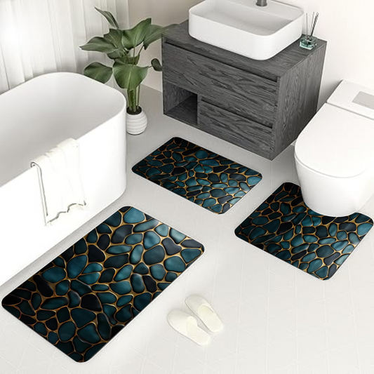 Luxury Pebble Pattern 3-Piece Bathroom Mat Set