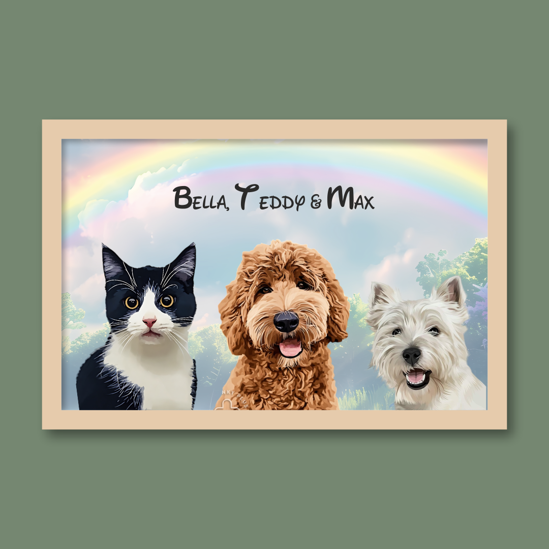 Personalised Light Up Picture Frame (3 Pets)