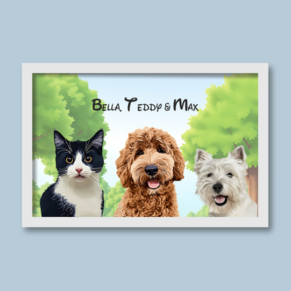 Personalised Light Up Picture Frame (3 Pets)