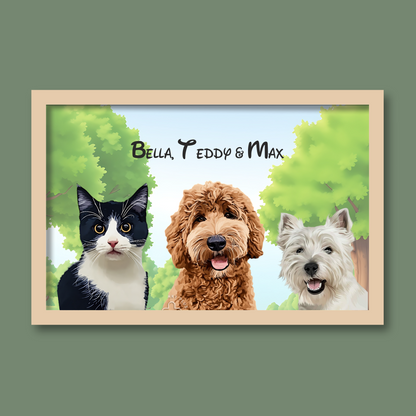 Personalised Light Up Picture Frame (3 Pets)