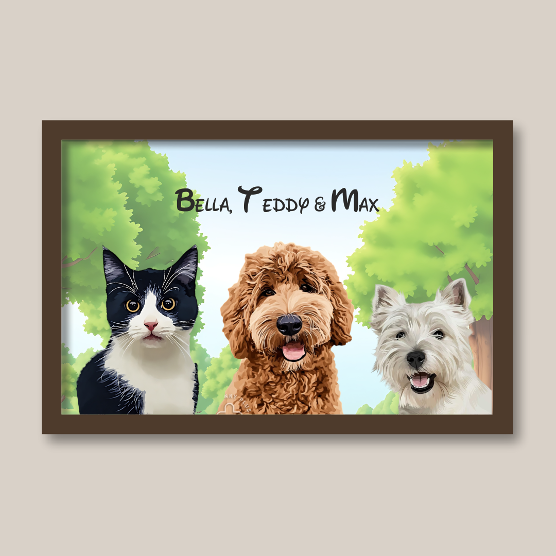 Personalised Light Up Picture Frame (3 Pets)