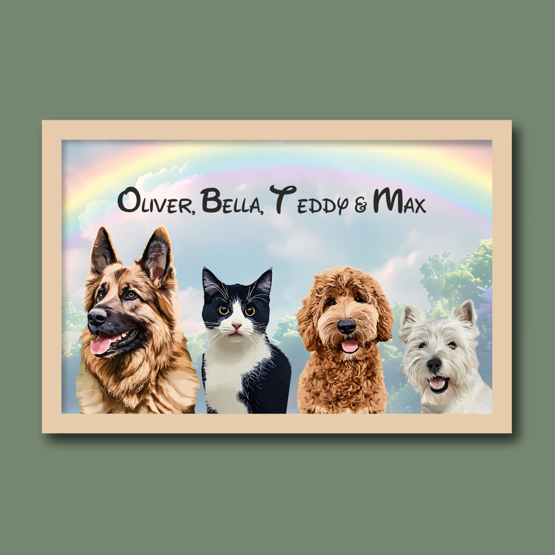 Personalised Light Up Picture Frame (4 Pets)