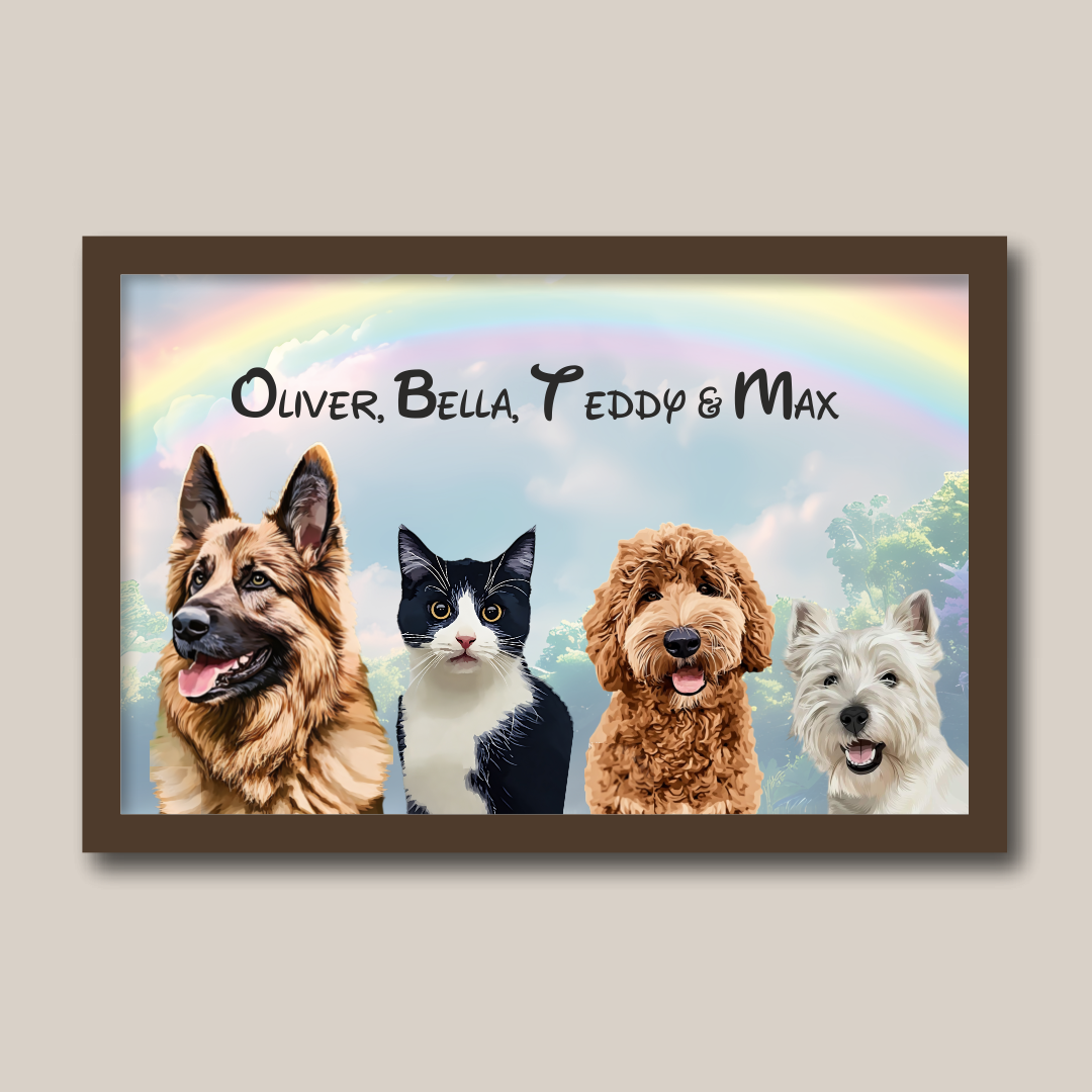 Personalised Light Up Picture Frame (4 Pets)