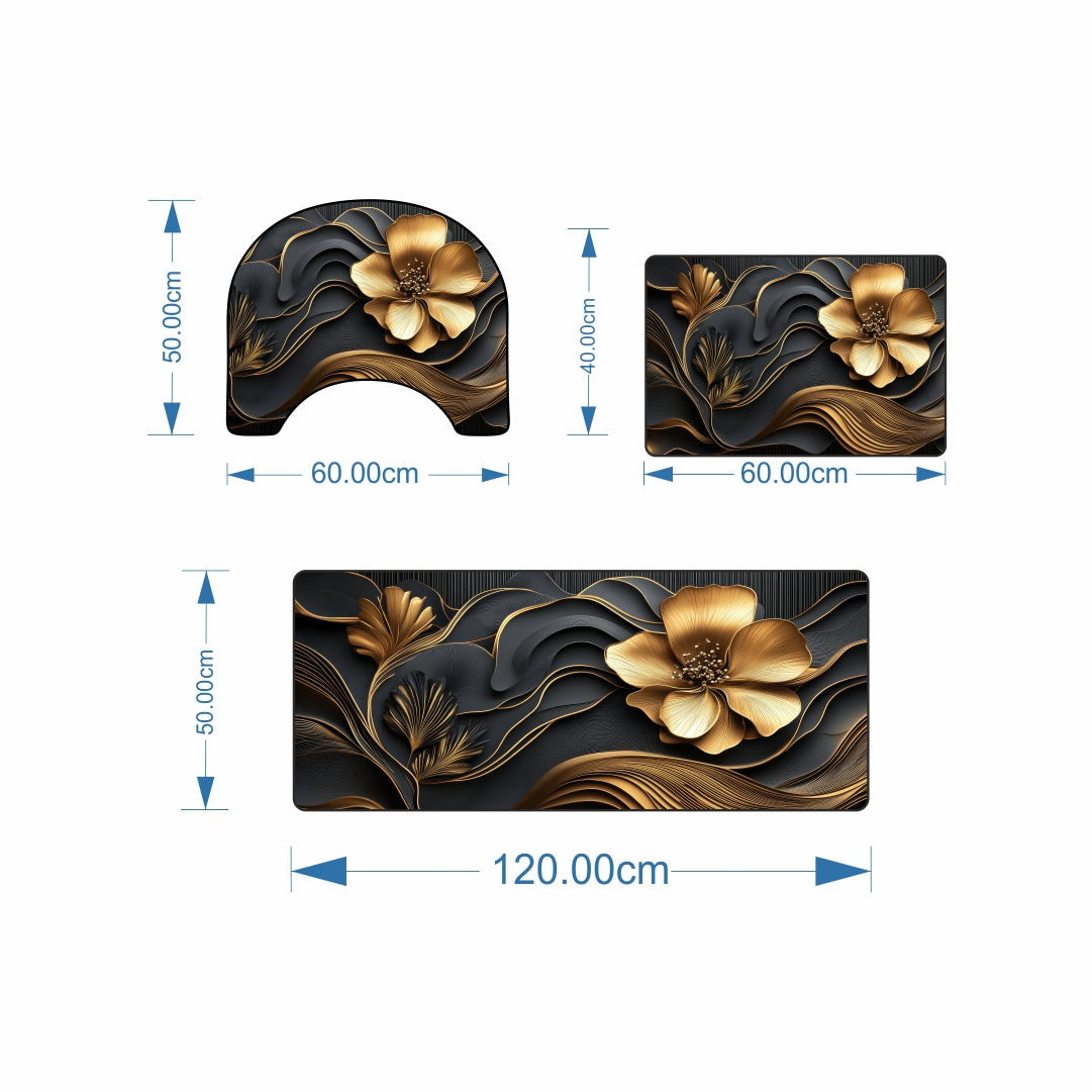 Luxury Floral 3-Piece Bathroom Mat Set