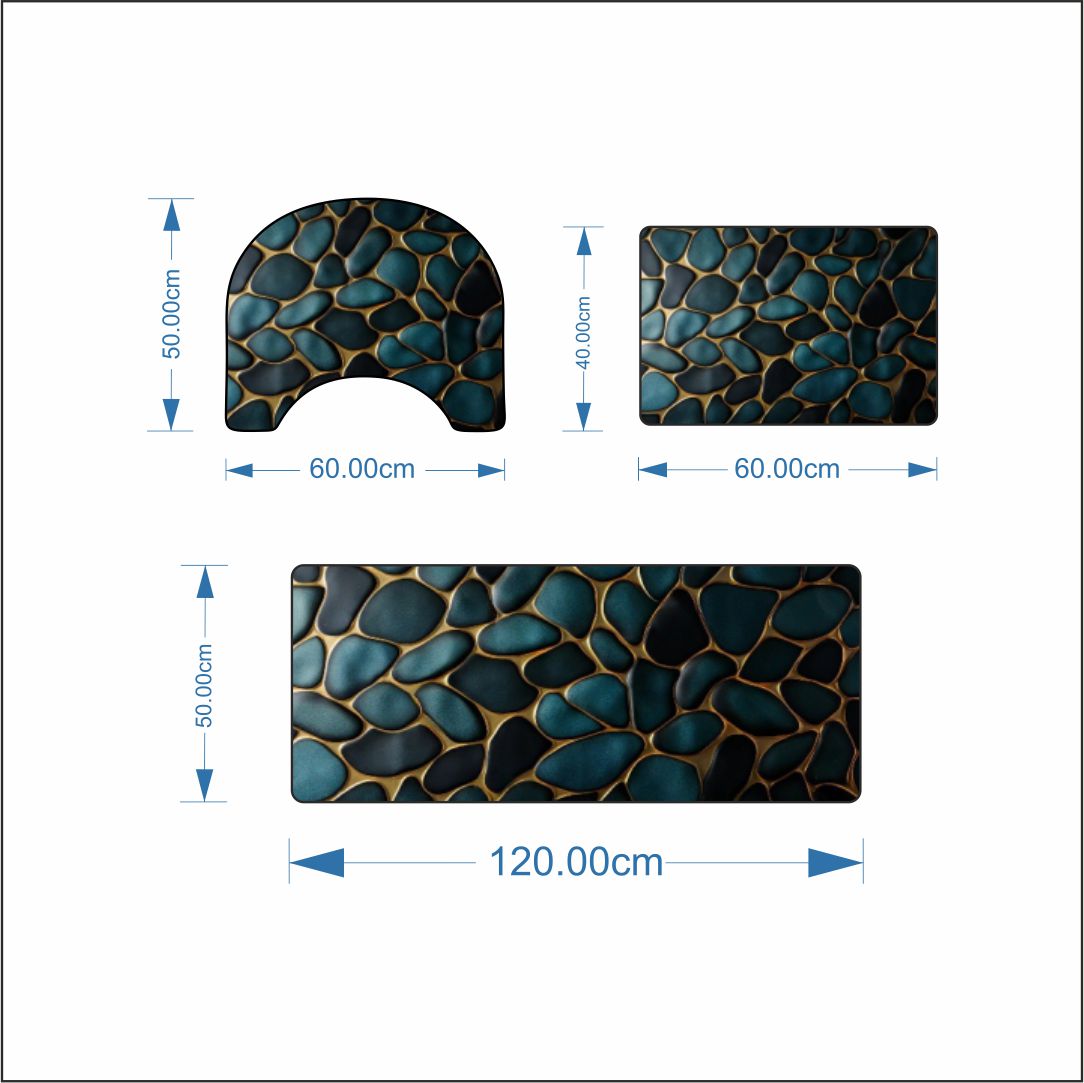 Luxury Pebble Pattern 3-Piece Bathroom Mat Set