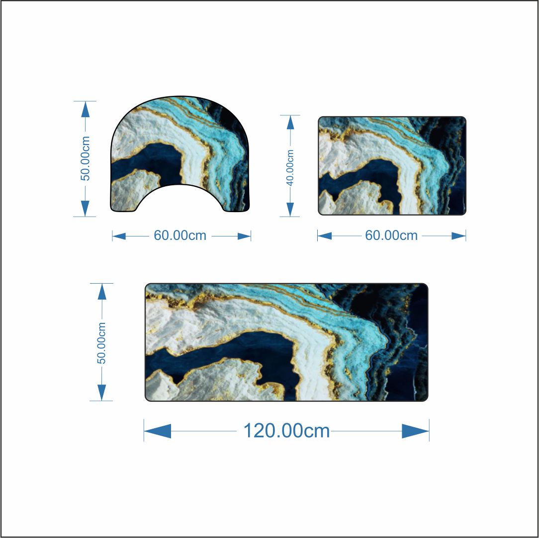 Luxury Marble 3-Piece Bathroom Mat Set