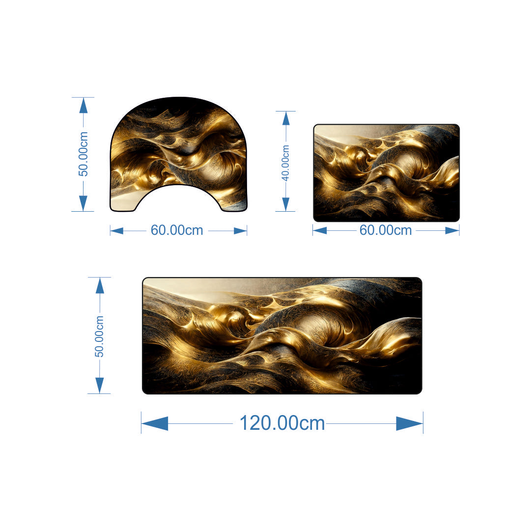 Liquid Gold Swirl 3-Piece Bathroom Mat Set