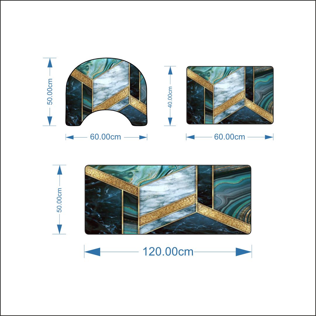 Geometric Marble 3-Piece Bathroom Mat Set