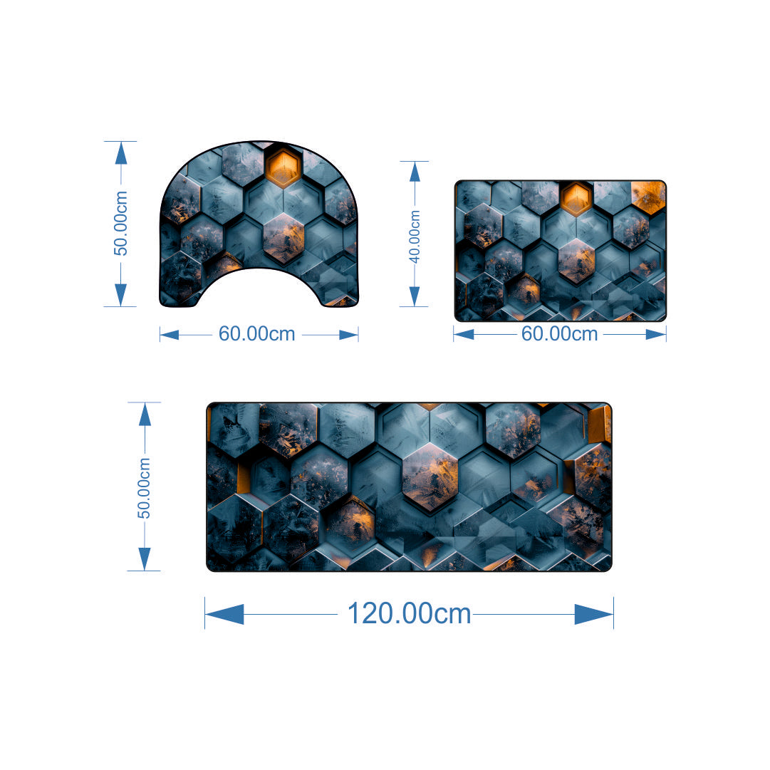Hexa Glow 3-Piece Bathroom Mat Set