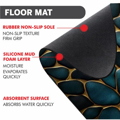 Luxury Pebble Pattern 3-Piece Bathroom Mat Set