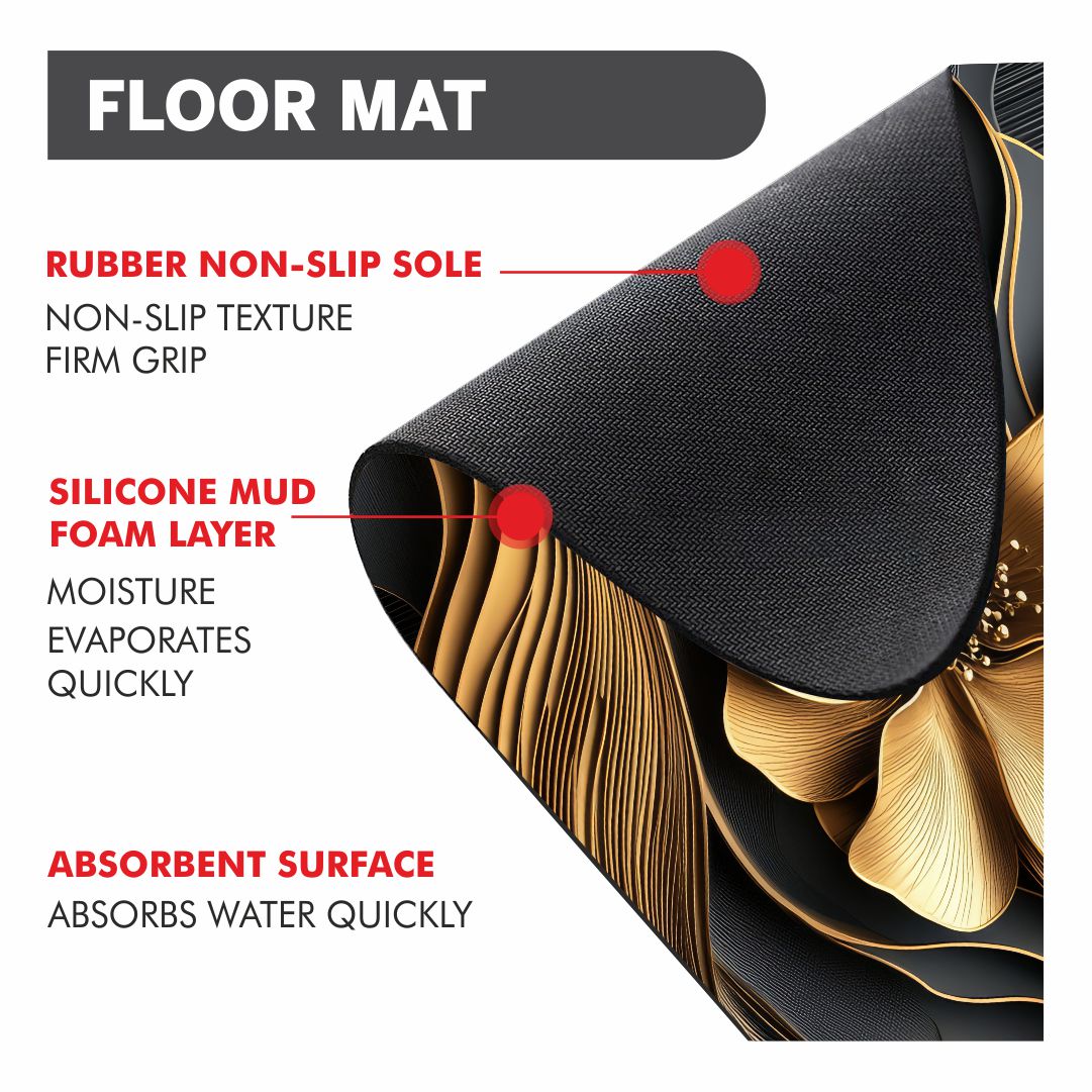 Luxury Floral 3-Piece Bathroom Mat Set