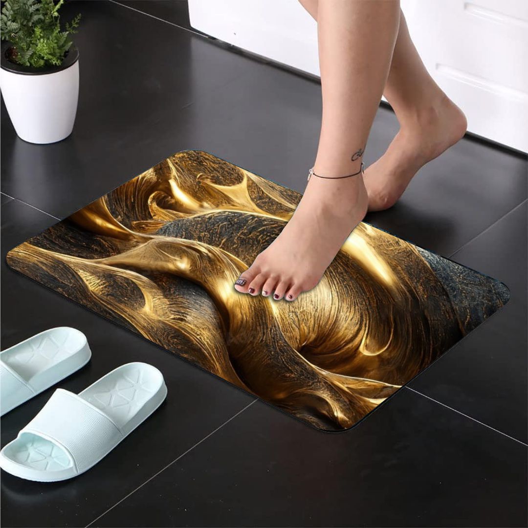 Liquid Gold Swirl 3-Piece Bathroom Mat Set