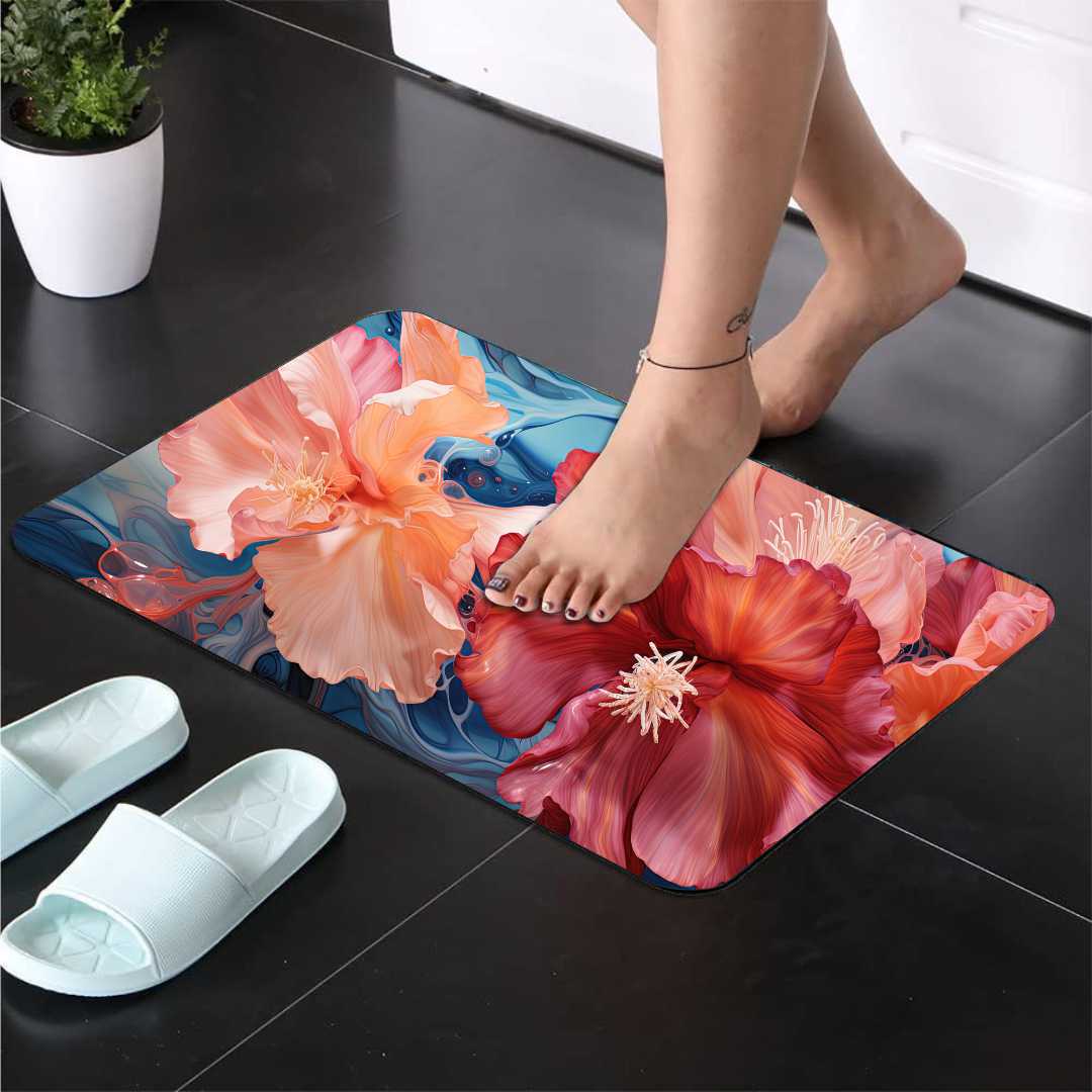 Blush Bloom 3-Piece Bathroom Mat Set