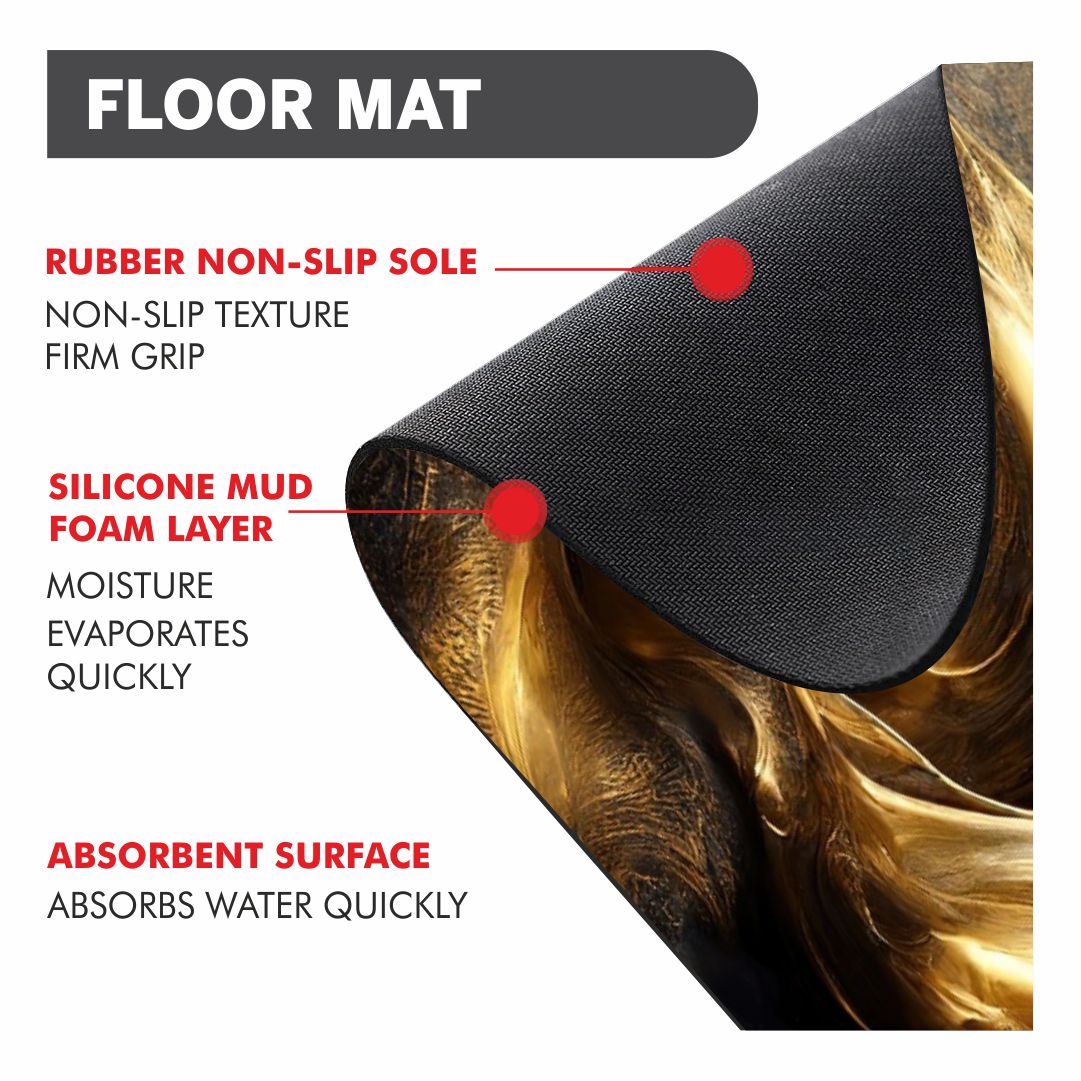 Liquid Gold Swirl 3-Piece Bathroom Mat Set