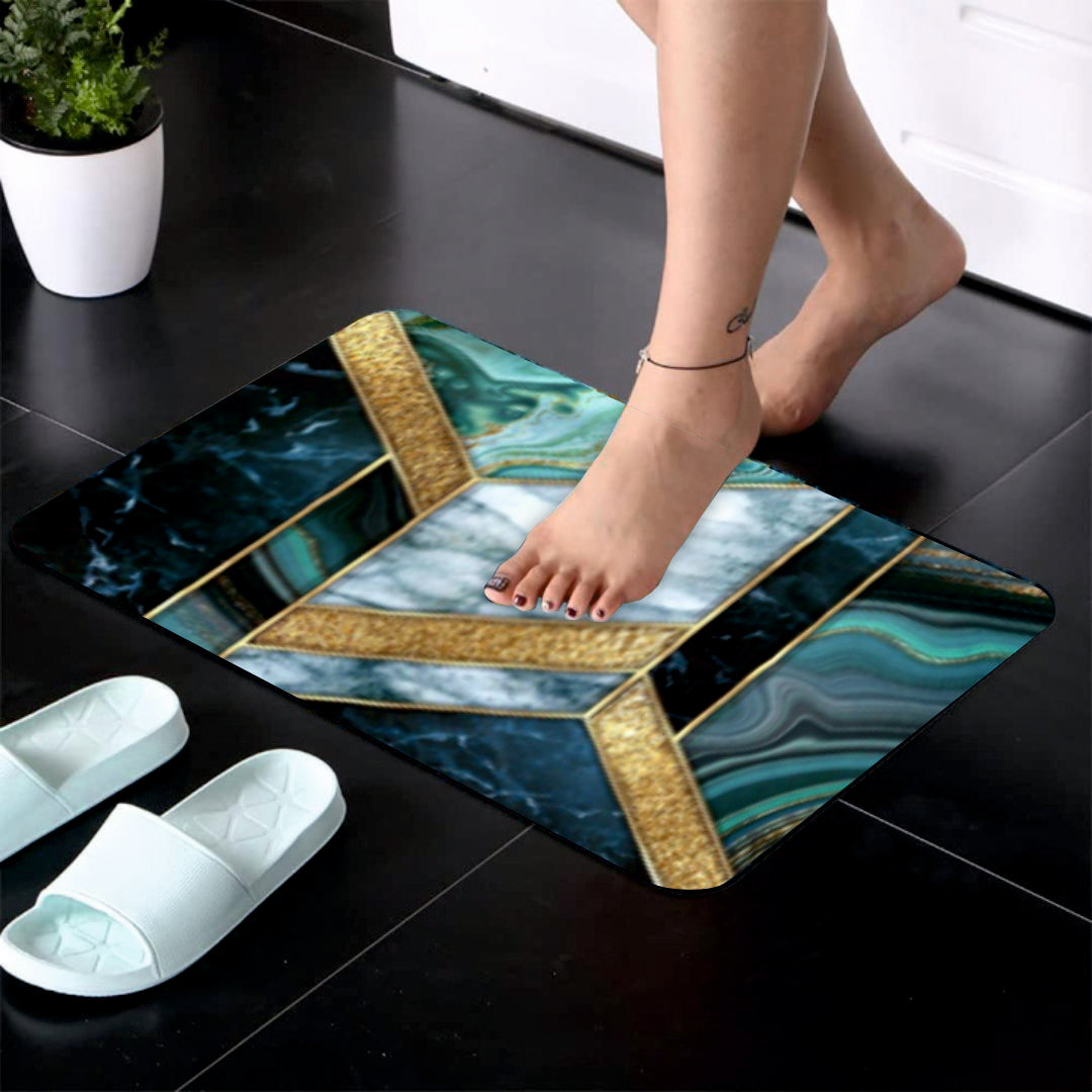 Geometric Marble 3-Piece Bathroom Mat Set