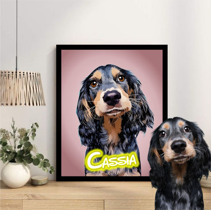 Pet Portrait Frame With Neon Light