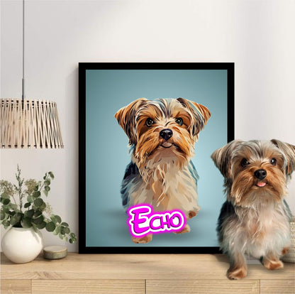 Pet Portrait Frame With Neon Light