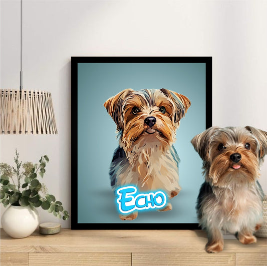 Pet Portrait Frame With Neon Light