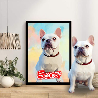 Pet Portrait Frame With Neon Light