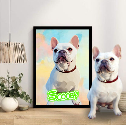 Pet Portrait Frame With Neon Light