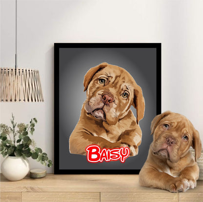 Pet Portrait Frame With Neon Light