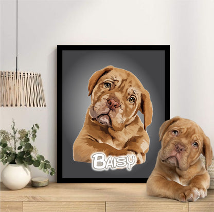 Pet Portrait Frame With Neon Light