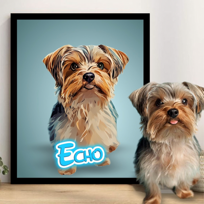 Pet Portrait Frame With Neon Light