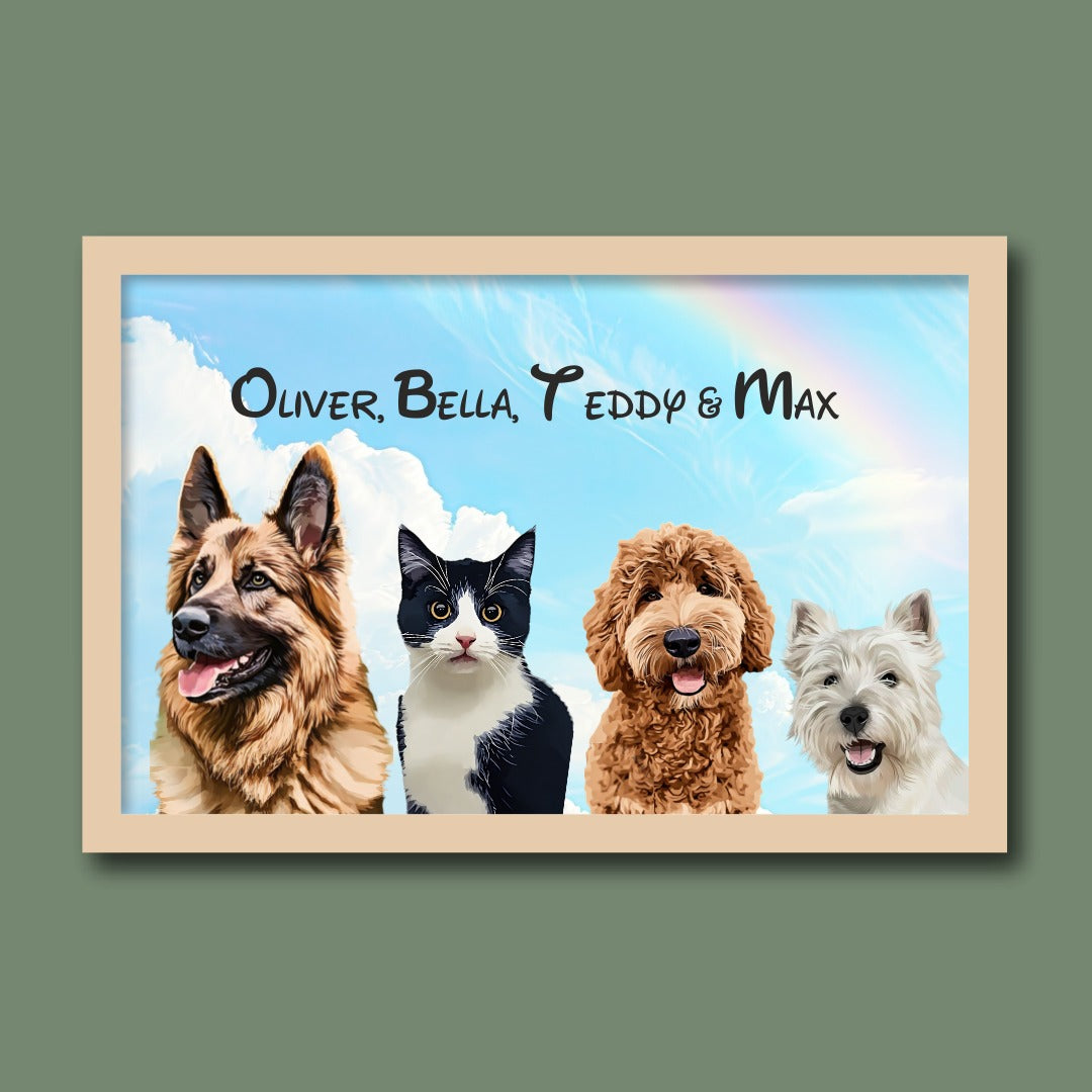 Personalised Light Up Picture Frame (4 Pets)