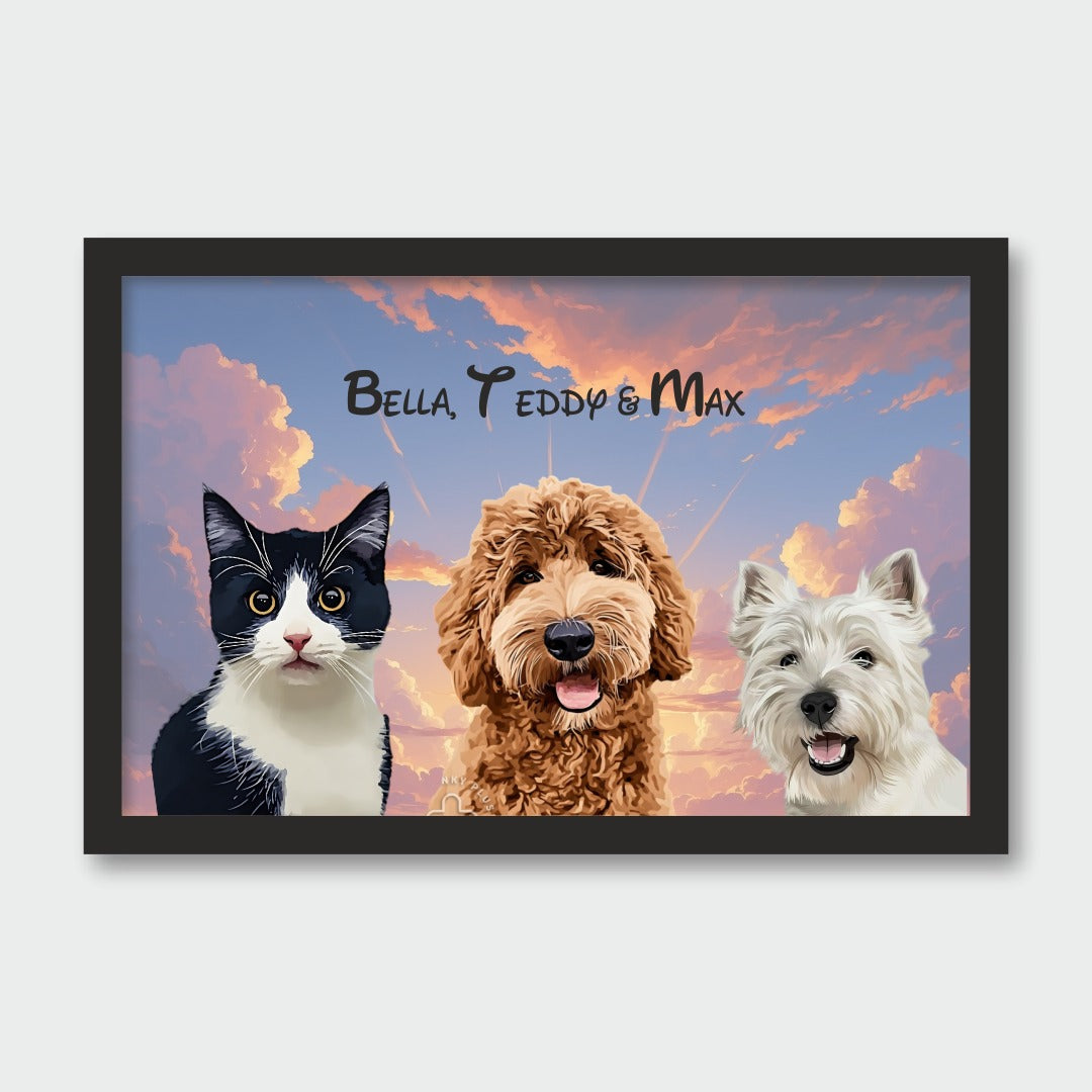 Personalised Light Up Picture Frame (3 Pets)