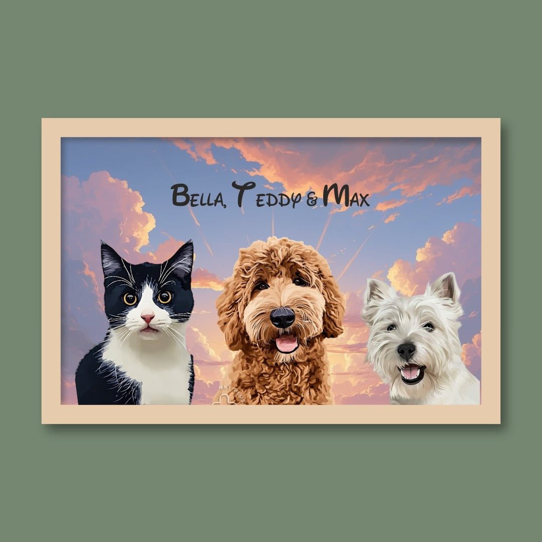 Personalised Light Up Picture Frame (3 Pets)