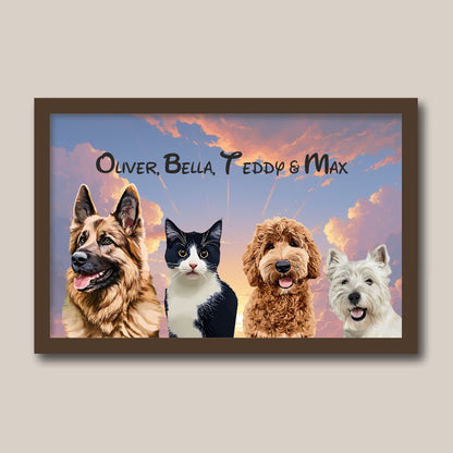 Personalised Light Up Picture Frame (4 Pets)