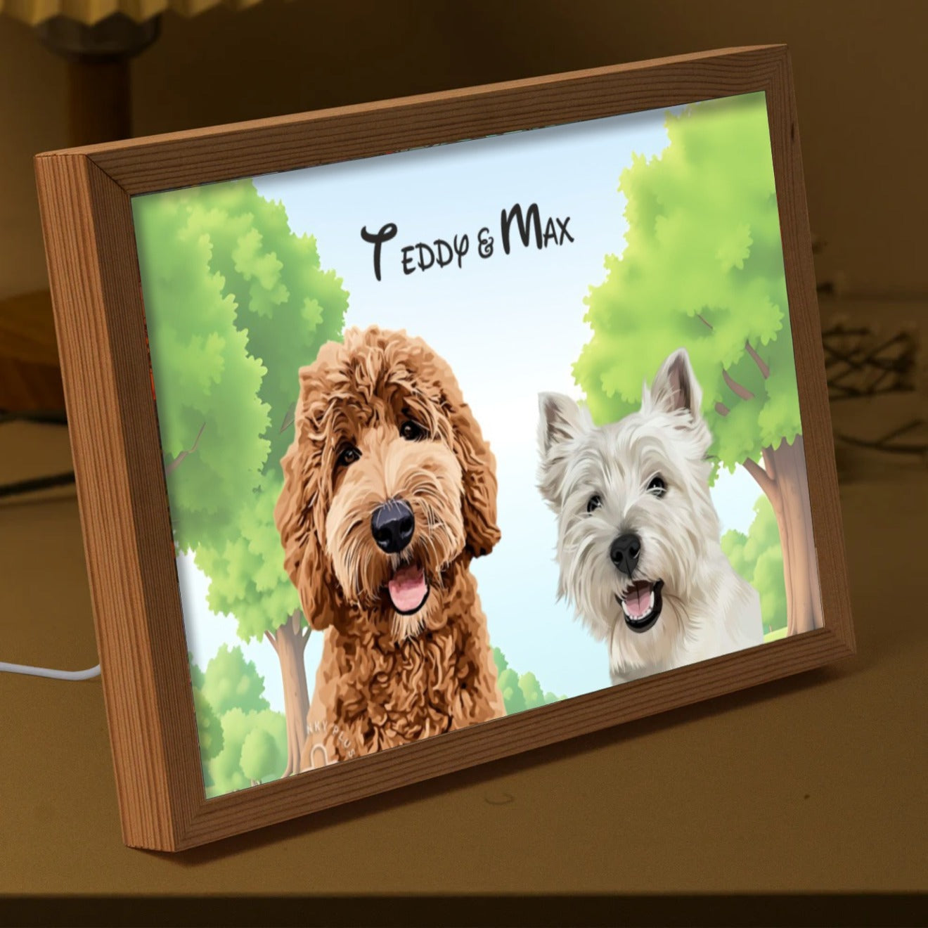 Personalised Light Up Picture Frame (2 Pets)