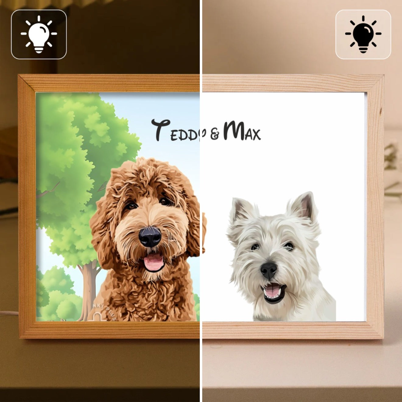 Personalised Light Up Picture Frame (2 Pets)