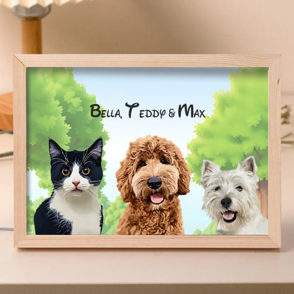 Personalised Light Up Picture Frame (3 Pets)