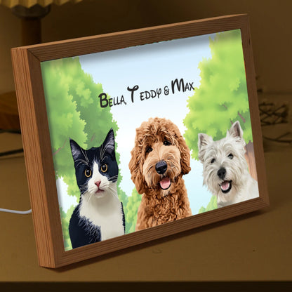 Personalised Light Up Picture Frame (3 Pets)