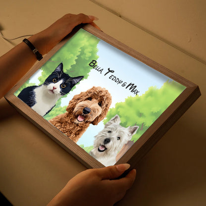 Personalised Light Up Picture Frame (3 Pets)